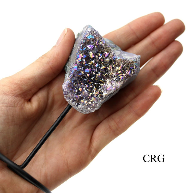 Large Black Obsidian Rainbow Titanium Aura Cut Base Points, Wholesale  Crystal Specimens