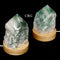 1 SET - Mini Green And White Quartz Top Polished Point Lamp W/ 3" Wooden Color Changing Light Base - Crystal River Gems