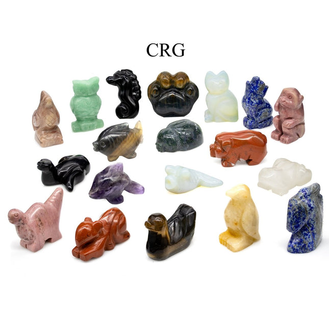 10 PIECE SET - Crystal Zoo! Assorted Crystal Animal Carvings / 2" Avg - Crystal River Gems