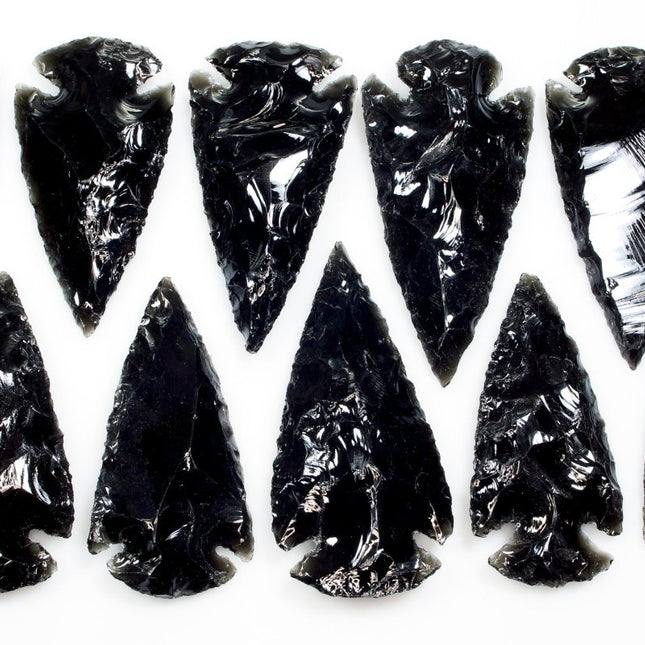 10 PIECES - Black Obsidian Arrowheads 2"-2.5" Wholesale Lot - Crystal River Gems