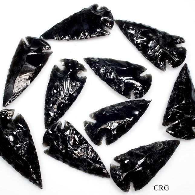 10 PIECES - Black Obsidian Arrowheads 2"-2.5" Wholesale Lot - Crystal River Gems