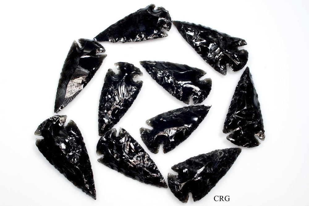 10 PIECES - Black Obsidian Arrowheads 2"-2.5" Wholesale Lot