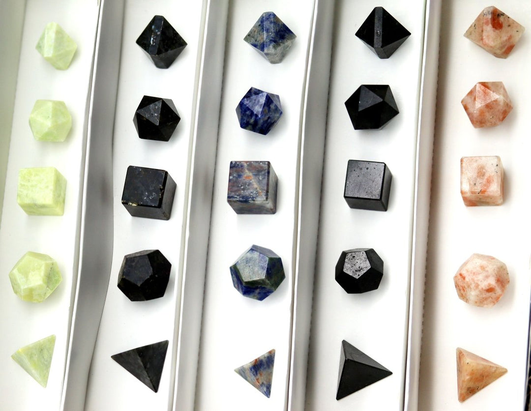 12 Piece Flat Assorted Geometry Gemstone SetsCrystal River Gems