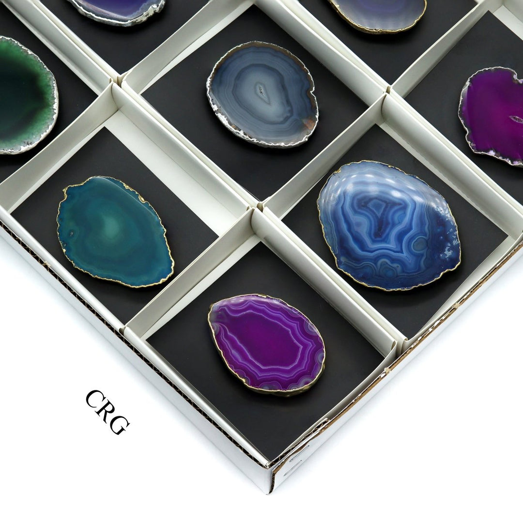 12 Piece Flat - Freeform Silver & Gold Plated Agate Phone Grips