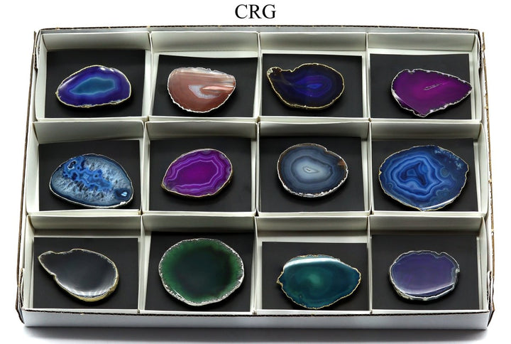 12 Piece Flat - Freeform Silver & Gold Plated Agate Phone Grips