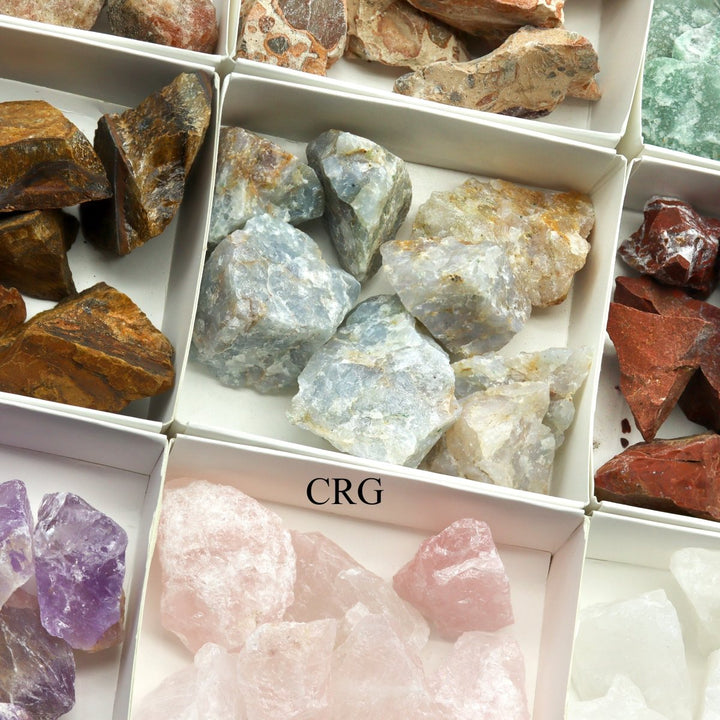 12 Stone Flat (8 Ounce Lots) Wholesale Assorted Rough Crystal Gemstone