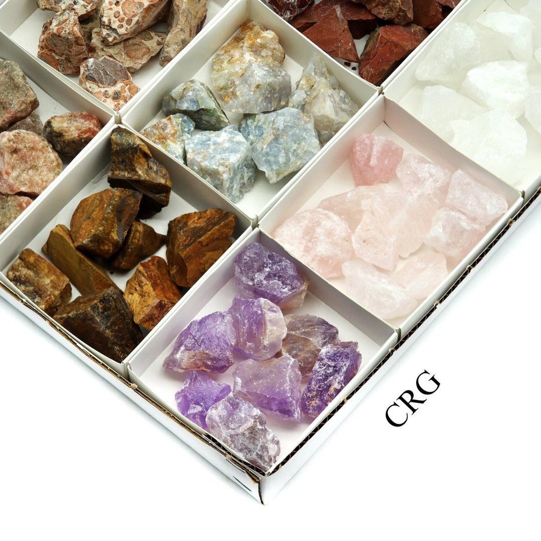 12 Stone Flat (8 Ounce Lots) Wholesale Assorted Rough Crystal Gemstone