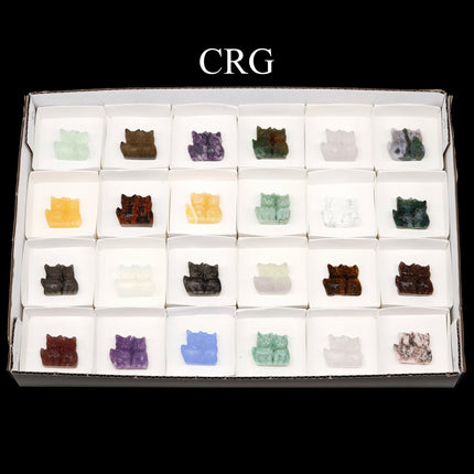 24 Piece Flat - Assorted Gemstone Bowtie Cats - Crystal River Gems