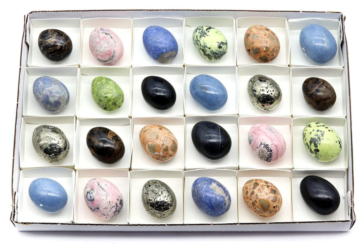 24 Piece Flat - Assorted Gemstone Eggs from Peru