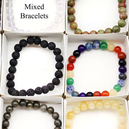 24 Piece Flat - Assorted Gemstone Stretch Bracelets