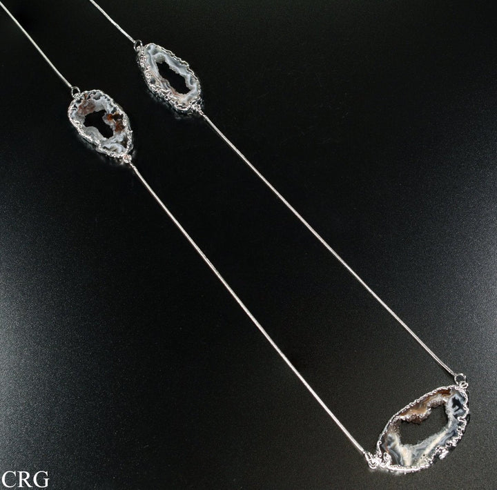 3 Oco Geode Slice Necklace with Silver Plating (1 Piece) Size 32 Inches Crystal JewelryCrystal River Gems