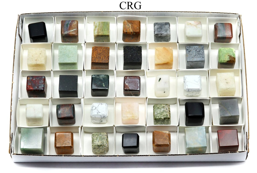 35 Piece Flat - Assorted Gemstone Cubes / 1"-2"