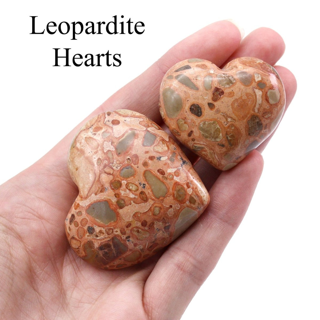 35 Piece Flat - Leopardite HeartsCrystal River Gems