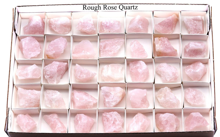 35 Piece Flat - Rough Rose Quartz