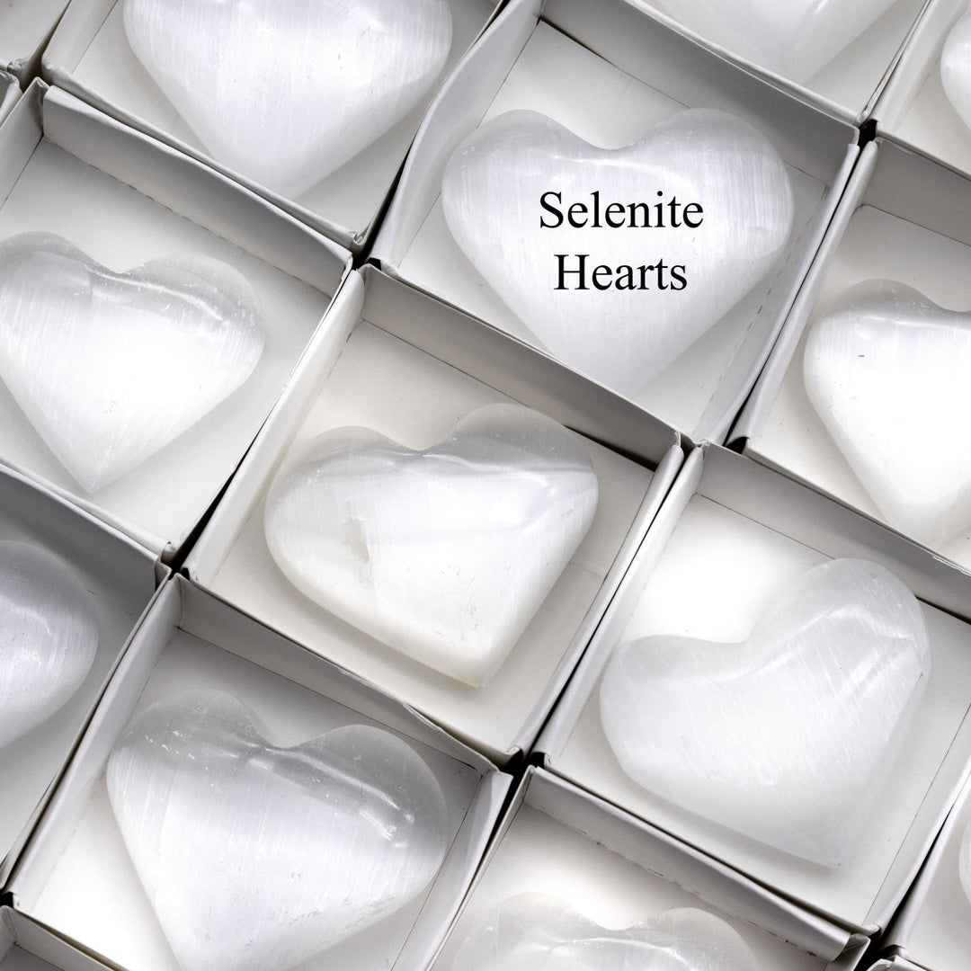 35 Piece Flat - Selenite HeartsCrystal River Gems