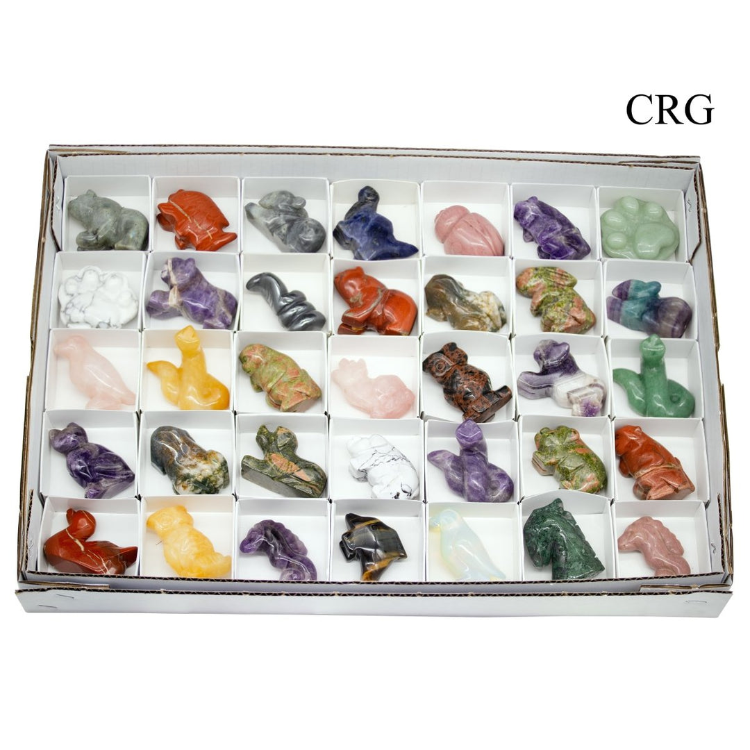 35 Piece Flat - Zoo Flat - Mixed Crystal Animal Carvings - 2"