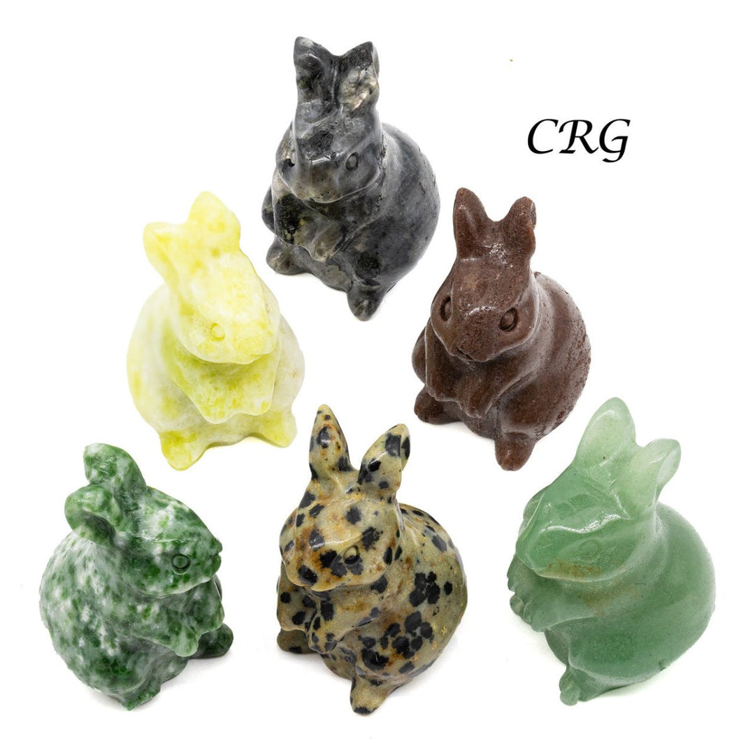 4 PC SET - Assorted Gemstone Rabbits / 1" Avg