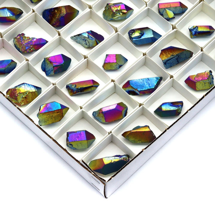 48 Piece Flat Titanium Aura Quartz Points 1" - 2" AVGCrystal River Gems