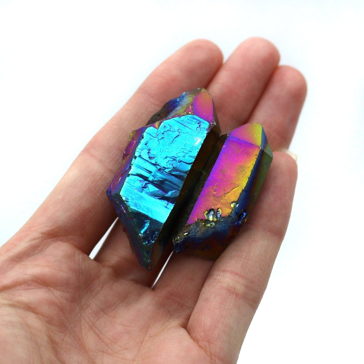 48 Piece Flat Titanium Aura Quartz Points 1" - 2" AVGCrystal River Gems