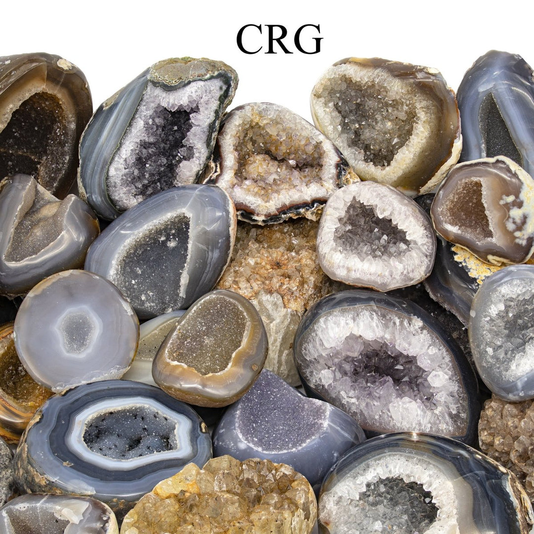 5 KILO LOT - Half Agate Geode W/ Polished Face (3.5" - 6.0") AVG // MIXED SIZES