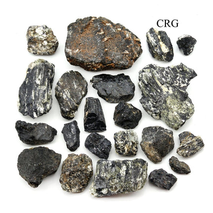 5 KILO LOT - Rough Natural Black Tourmaline with Quartz, Calcite, and Mica on Matrix from India