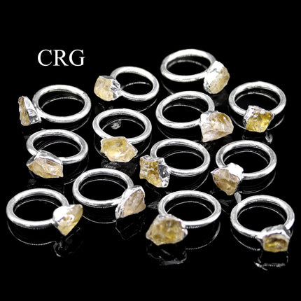 5 PIECES -Citrine Ring - Silver Plated / RANDOM SIZES