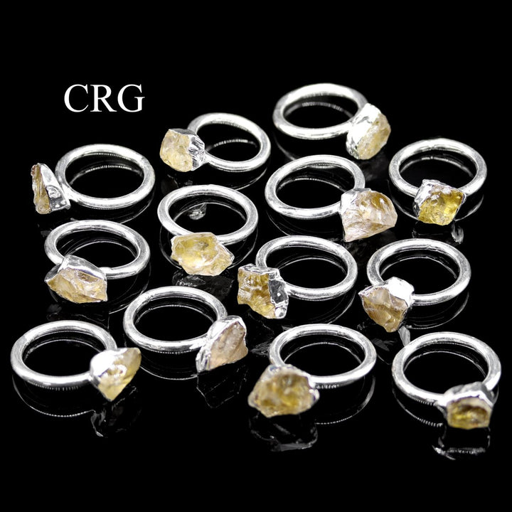 5 PIECES - Citrine Ring - Silver Plated / RANDOM SIZESCrystal River Gems
