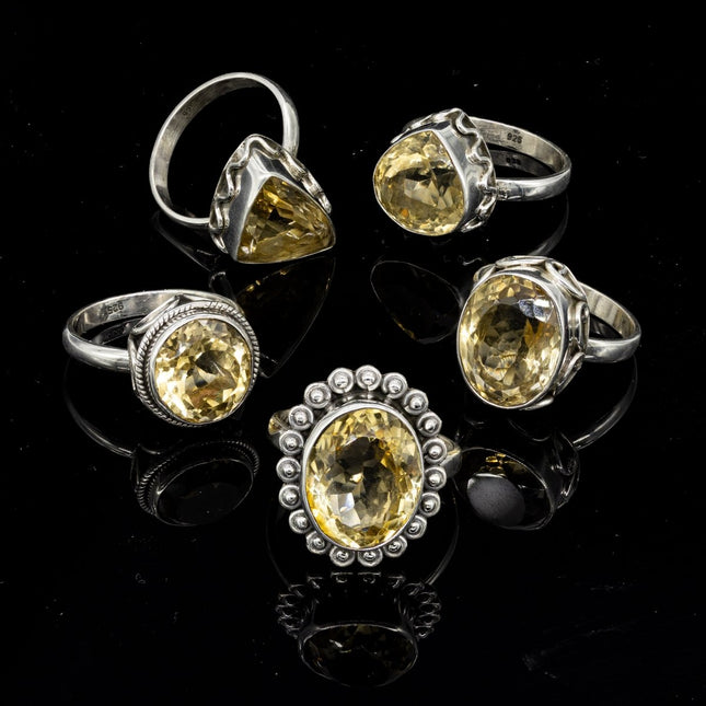 50 Gram Lot - CITRINE Sterling Silver 925 Gemstone Rings Wholesale - Crystal River Gems
