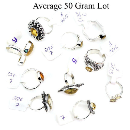 50 Gram Lot - CITRINE Sterling Silver 925 Gemstone Rings Wholesale