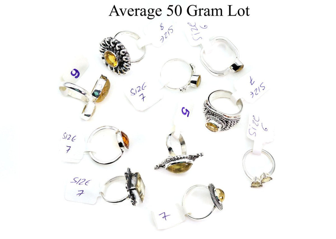 50 Gram Lot - CITRINE Sterling Silver 925 Gemstone Rings Wholesale