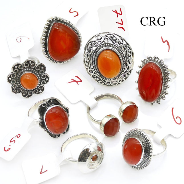 50 Gram Lot - Carnelian Sterling Silver 925 Gemstone Rings Wholesale - Crystal River Gems