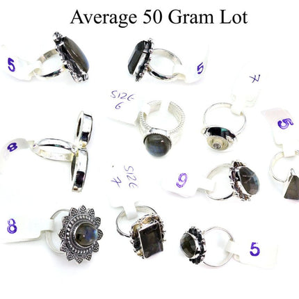 50 Gram Lot - Labradorite Sterling Silver 925 Gemstone Rings Wholesale - Crystal River Gems