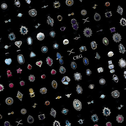 50 Gram Lot - MIXED STONES Sterling Silver 925 Gemstone Rings WholesaleCrystal River Gems