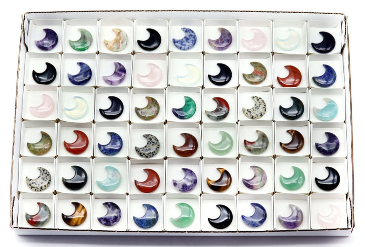 54 Piece Flat - Assorted Gemstone MoonsCrystal River Gems