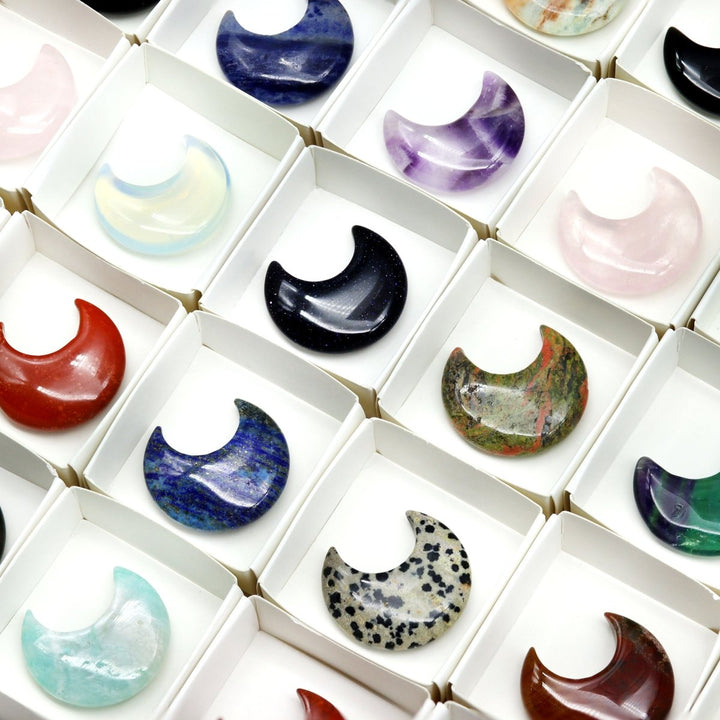 54 Piece Flat - Assorted Gemstone MoonsCrystal River Gems