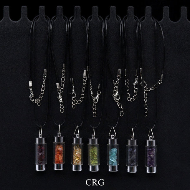 7 Stone Pendulum Necklace Set (7 Pieces) Size 2 Inches Crystal Bottle Jewelry - Crystal River Gems
