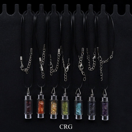 7 Stone Pendulum Necklace Set (7 Pieces) Size 2 Inches Crystal Bottle JewelryCrystal River Gems