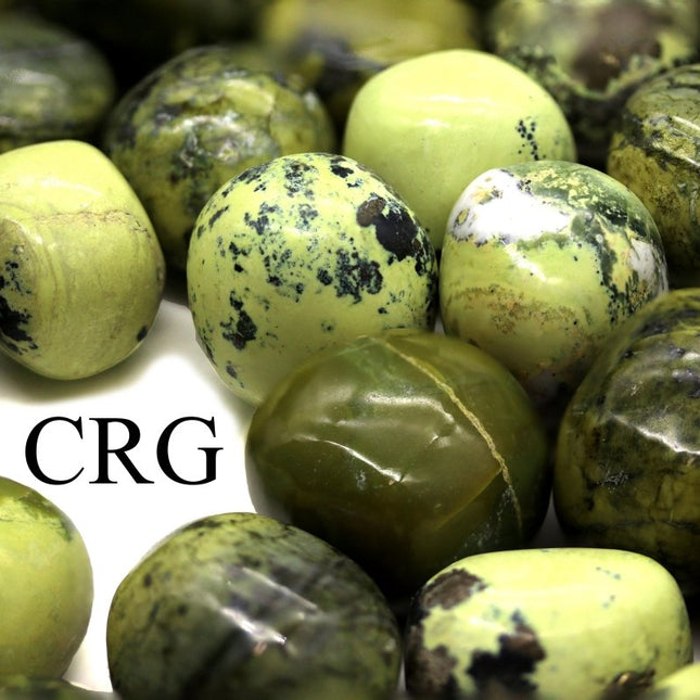 8 OZ LOT - Peru Green Serpentine Tumbled / 25-35 MM AVG - Crystal River Gems