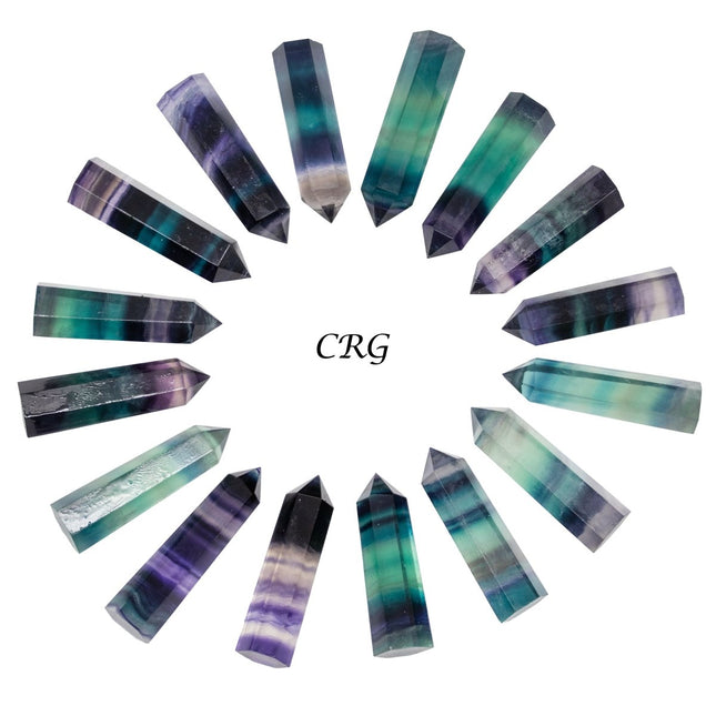 8 Pack - Rainbow Purple Fluorite Tower Points - Crystal River Gems