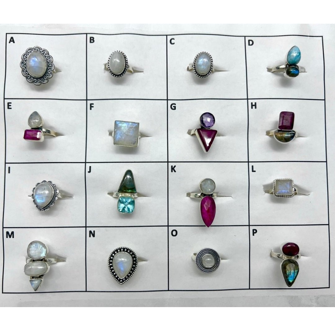925 Sterling Silver Gemstone Rings ( Pick Your Ring ) Moonstone Labradorite Larimar Ruby