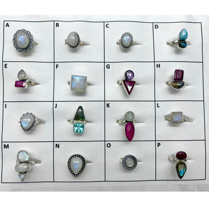 925 Sterling Silver Gemstone Rings ( Pick Your Ring ) Moonstone Labradorite Larimar Ruby