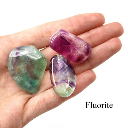 96 Piece Flat - Tumbled Rainbow Fluorite - Crystal River Gems