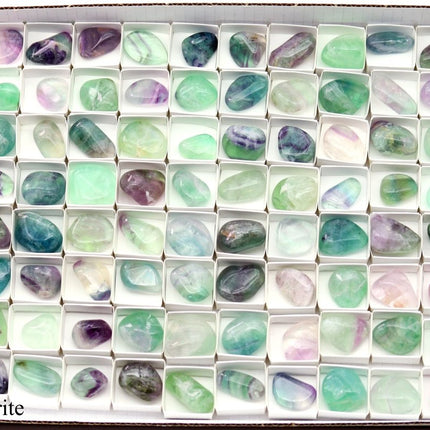 96 Piece Flat - Tumbled Rainbow Fluorite - Crystal River Gems