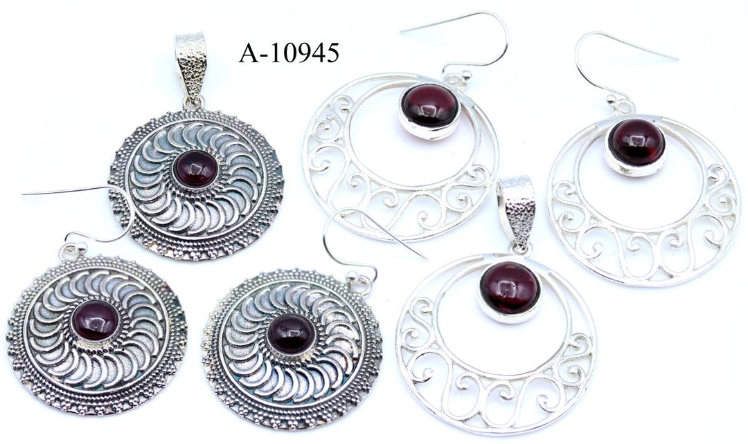 A-10945 Garnet 925 Sterling Silver Jewelry 24g