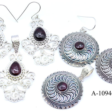 A-10946 Garnet 925 Sterling Silver Jewelry 27g