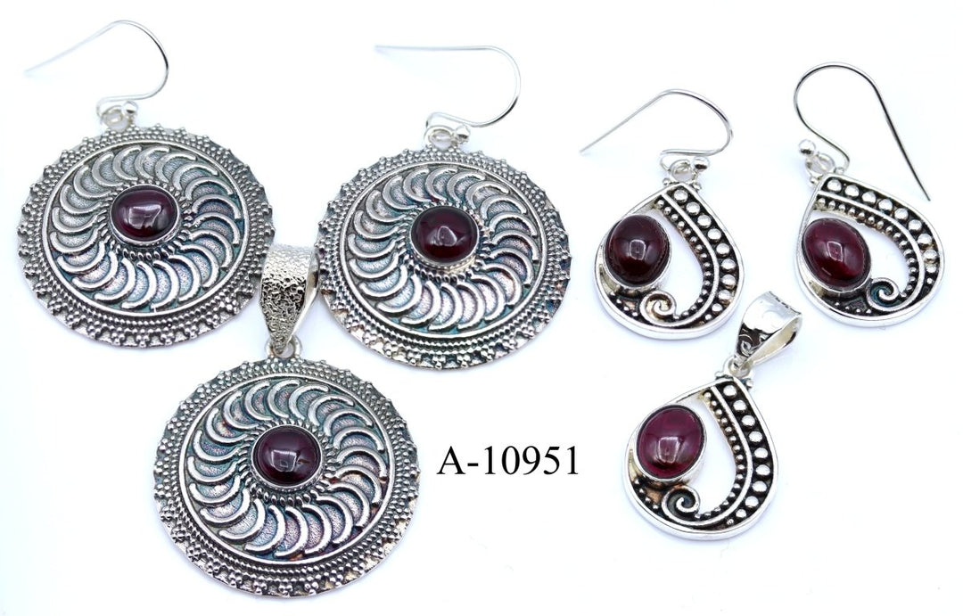 A-10951 Garnet 925 Sterling Silver Jewelry 20g