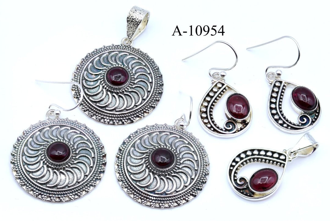 A-10954 Garnet 925 Sterling Silver Jewelry 20g