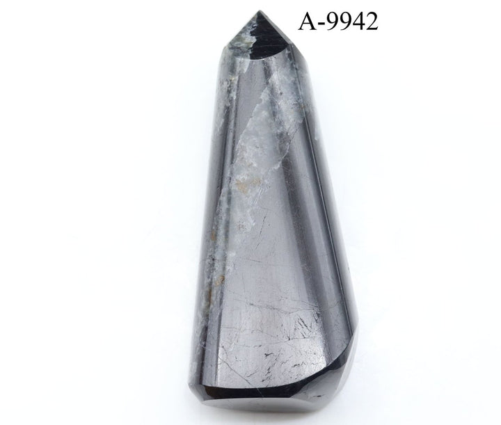 A - 9942 Black Tourmaline Full Polished Tower 5.8oz.Crystal River Gems