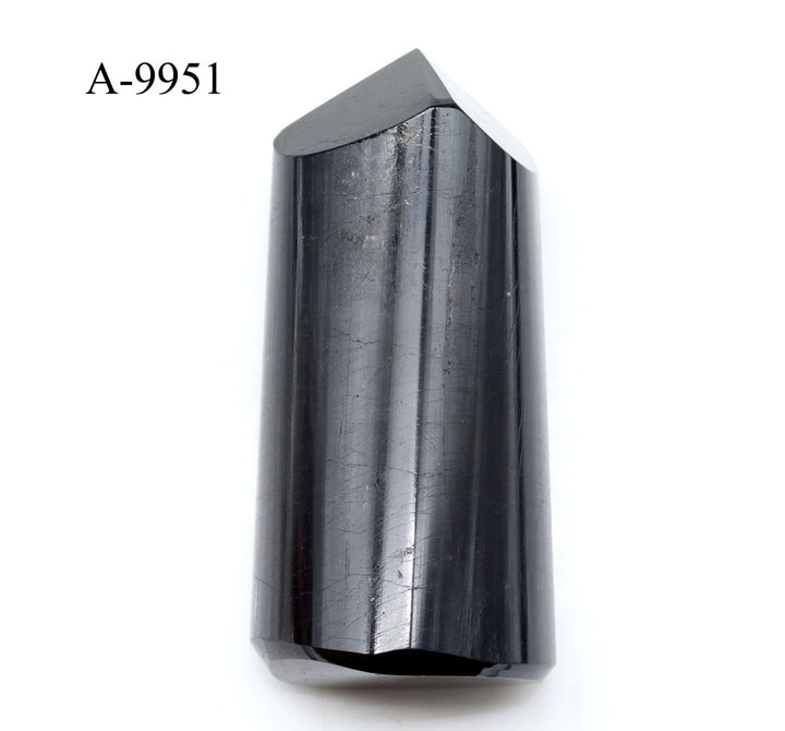 A - 9951 Black Tourmaline Full Polished Tower 9.2oz.Crystal River Gems