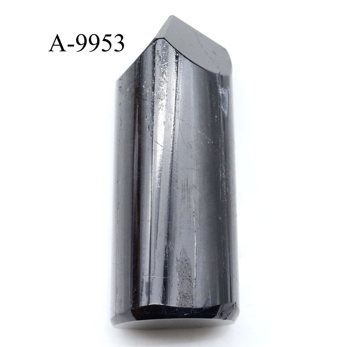 A - 9953 Black Tourmaline Full Polished Tower 6.3oz.Crystal River Gems